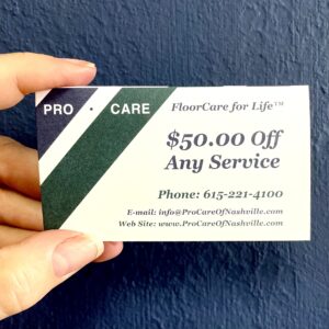 Pro-Care offers $50 off your first service appointment for any cost above the minimum for the job.