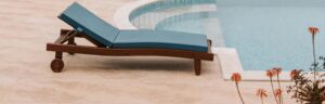 Outdoor furniture is generally upholstered in performance fabric.